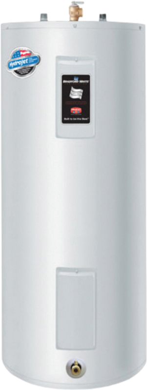 Residential water heater tank with numbered markers showing where to find the serial number